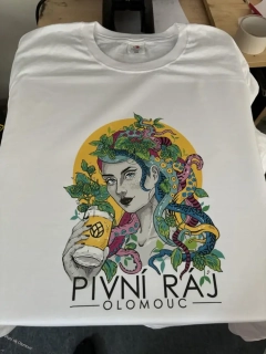 Tričko pánské pivní ráj bílé barevný potisk